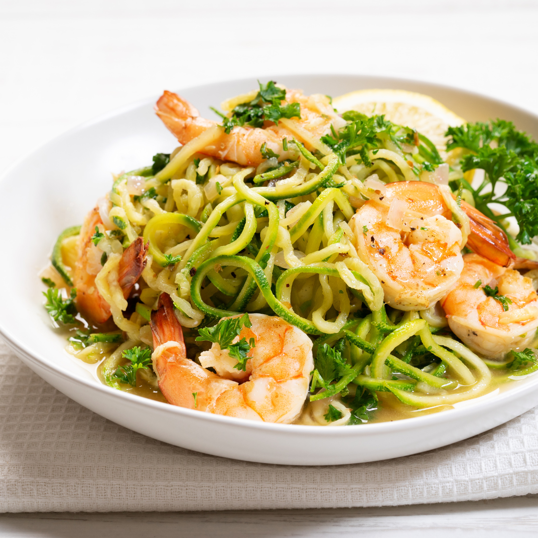 Zucchini Noodles with Grilled Shrimp